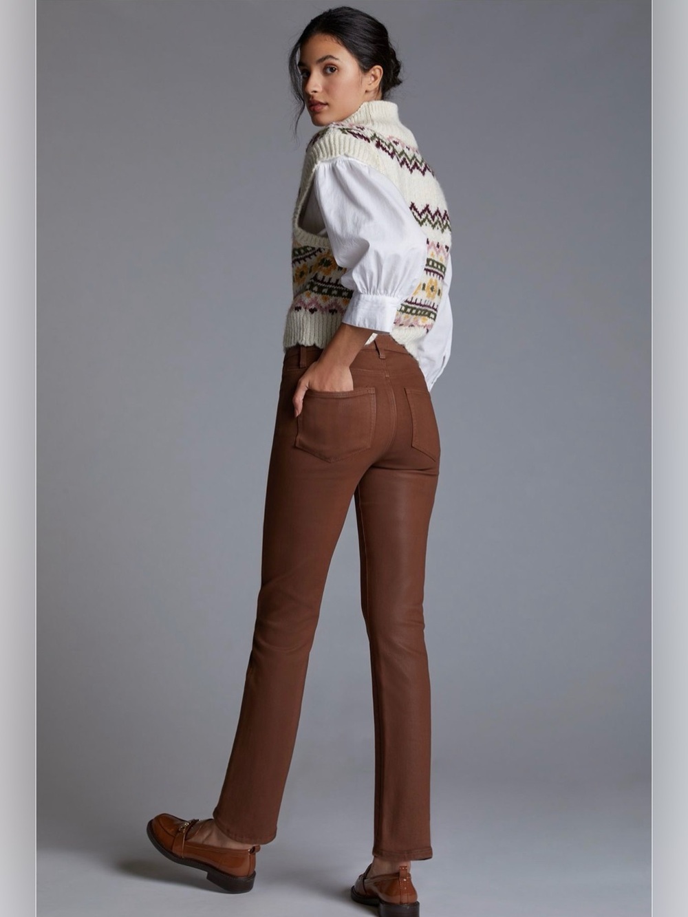 Anthropologie Paige Cindy Coated Straight Jeans size 25